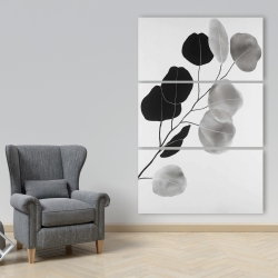 Canvas 40 x 60 - Grayscale branch with round shape leaves