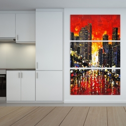 Canvas 40 x 60 - Abstract sunset on the city