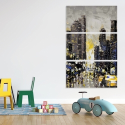 Canvas 40 x 60 - Abstract and texturized city with yellow taxis