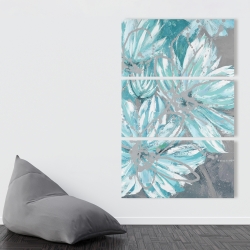 Canvas 40 x 60 - Three little abstract blue flowers