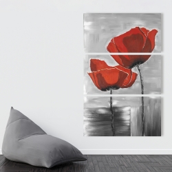 Canvas 40 x 60 - Two red flowers on a grayscale background