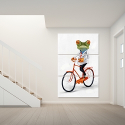 Canvas 40 x 60 - Funny frog riding a bike