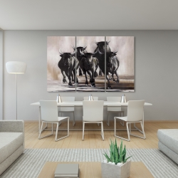 Canvas 40 x 60 - Group of running bulls