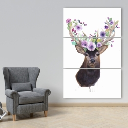 Canvas 40 x 60 - Roe deer head with flowers