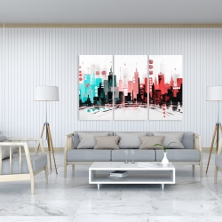 Canvas 40 x 60 - Colorful city with rose gold lines