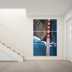 Canvas 40 x 60 - Overhead view of the golden gate and mountains