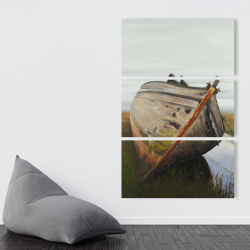 Canvas 40 x 60 - Old abandoned boat in a swamp