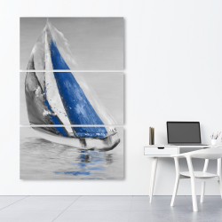 Canvas 40 x 60 - Gray and blue boat sailing