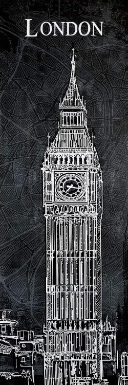 Big ben sketch with a map in background