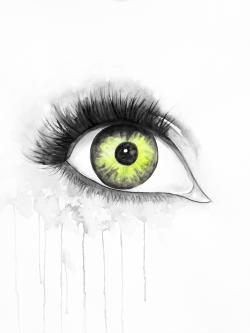 Oeil vert à l'aquarelle