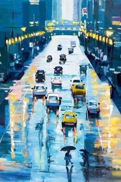 Rue de new york sous la pluie