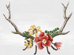 Deer horns with flowers