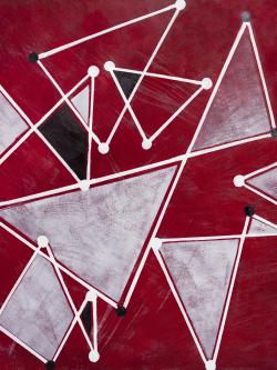 White triangles on red background