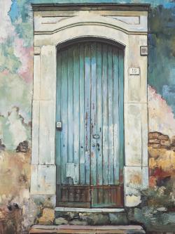 Blue door of an old building
