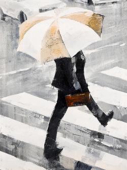 Homme marchant avec son parapluie