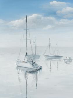 Sailboats on the quiet lake