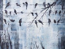 Abstract birds on electric wire