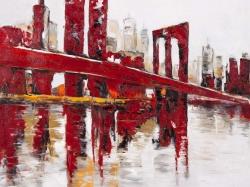 Abstract and industrial red bridge