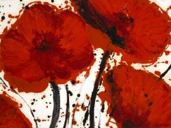 Abstract paint splash red flowers