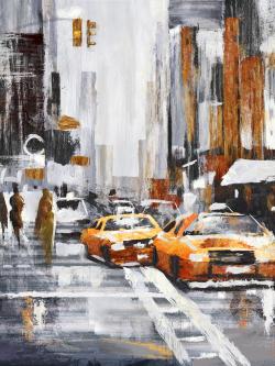 Abstract citystreet with yellow taxis