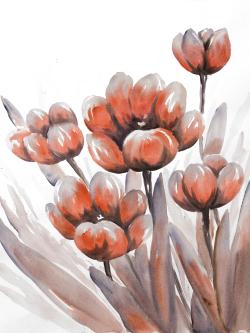 Watercolor red flowers