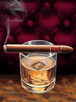 Scotch sur la glace avec cigare