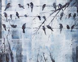 Abstract birds on electric wire