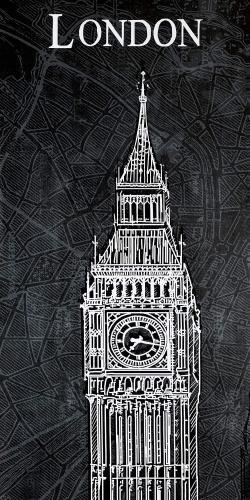 Big ben sketch with a map in background