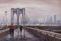 Brooklyn bridge with passersby