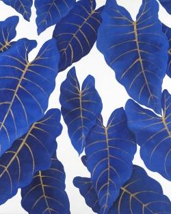 Tropical abstract blue leaves