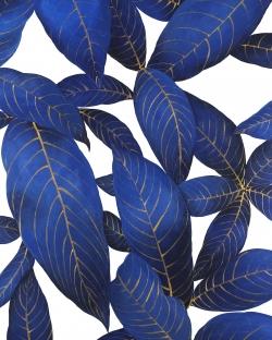 Abstract modern blue leaves