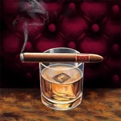 Scotch sur la glace avec cigare