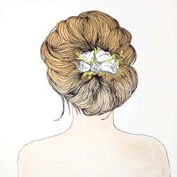 Lady with flowers in her blondy hair