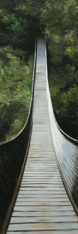 Suspended bridge in the forest