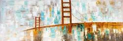 Golden gate with turquoise paint spots