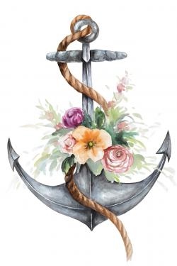 Ancre de bateau avec fleurs