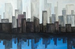 View of a blue city