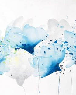 Fleurs bleues en aquarelle