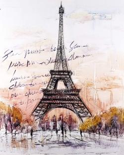 Eiffel tower sketch with an handwritten message