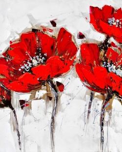 Red poppies with texture