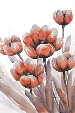 Watercolor red flowers