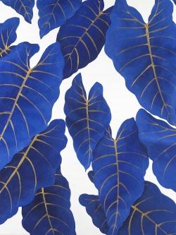 Tropical abstract blue leaves