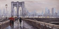 Brooklyn bridge with passersby