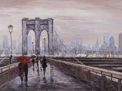 Brooklyn bridge with passersby