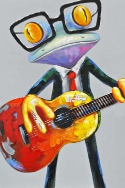 Funny frog playing guitar