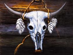 Hanged bull skull