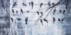 Abstract birds on electric wire