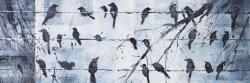 Abstract birds on electric wire