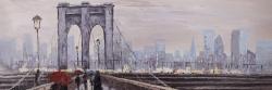 Brooklyn bridge with passersby