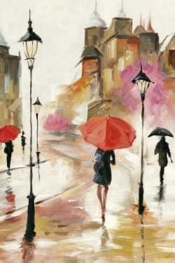 Passersby under their umbrellas